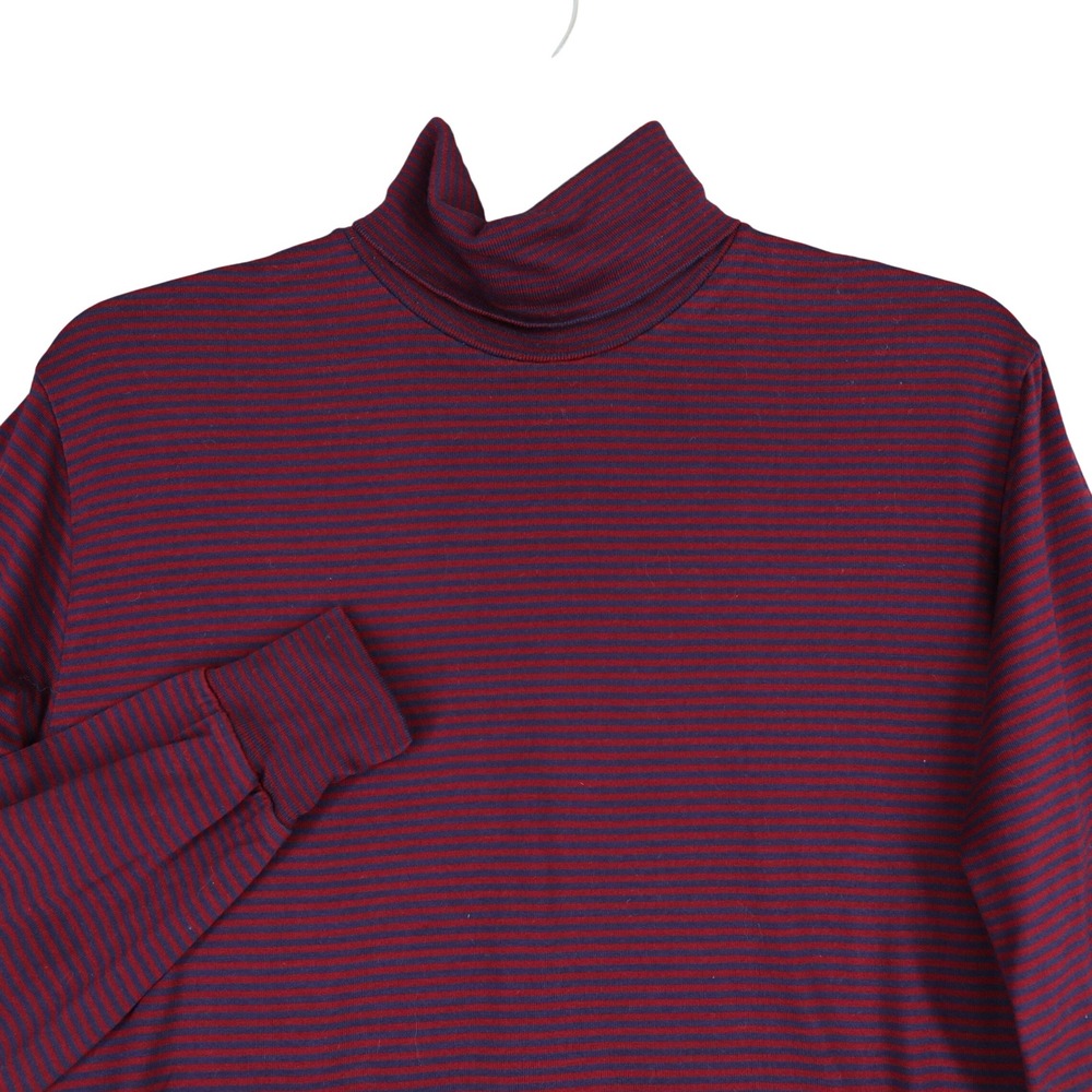 Vintage 90s Lands End Turtleneck‎ M Cotton Red Blue Striped USA Made Normcore
